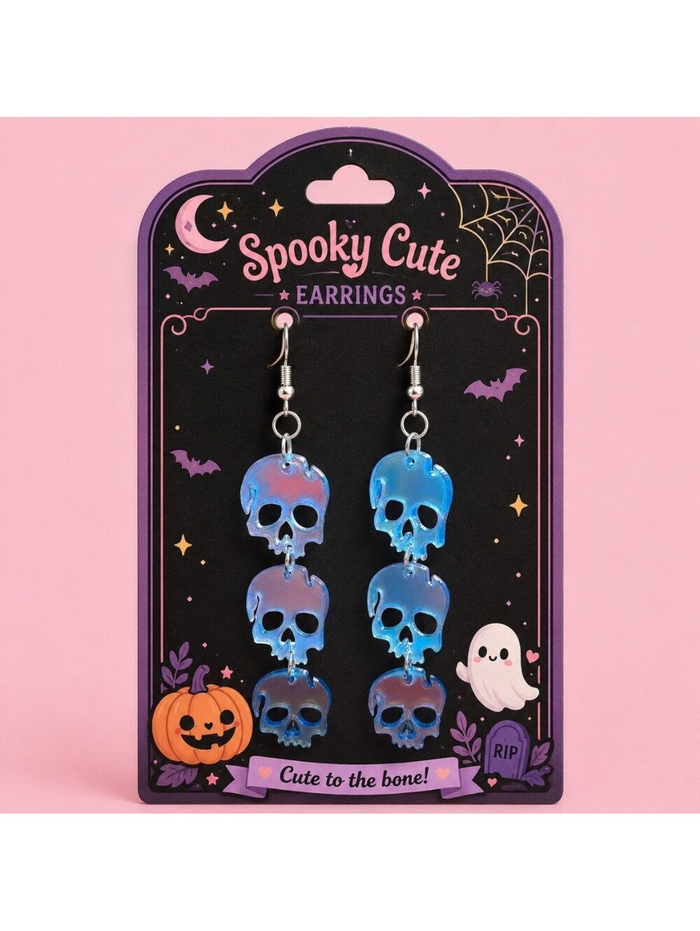 Spooky Wicked Luminous Skull Halloween Hypoallergenic Earrings